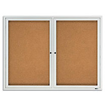 Quartet; Anodized Aluminum Frame Enclosed Bulletin Board, 36 inch;H x 48 inch;W, 2 Doors