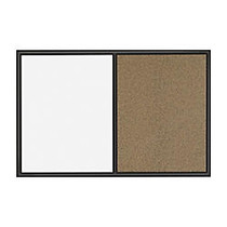 Quartet; Combination Dry-Erase/Cork Bulletin Board, 24 inch; x 36 inch;, Black Frame/Pebbled Cork