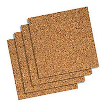 Quartet; Cork Wall Tiles, 12 inch; x 12 inch; x 1/4 inch;, Natural, Pack Of 4