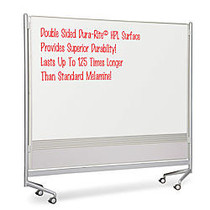 Best-Rite; Mobile Dry-Erase Double-Sided Partition, Laminate, 74 inch;H x 76 inch;W x 12 inch;D, White