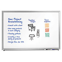 FORAY&trade; Aluminum-Framed Dry-Erase Board With Marker, 48 inch; x 96 inch;, White Board, Silver Frame