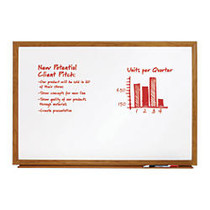 FORAY&trade; Dry-Erase Board With Oak Frame, 48 inch; x 36 inch;, White Board, Oak Frame
