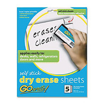 Pacon GoWrite! Adhesive Dry Erase Sheet - White Surface - 11 inch; (0.9 ft) Width x 8.5 inch; (0.7 ft) Length - 5 / Pack