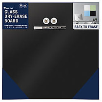 Quartet; Frameless Magnetic Glass Dry-Erase Board, Tempered Glass, 17 inch; x 17 inch;, Black