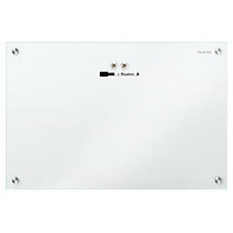 Quartet; Frameless Magnetic Glass Dry-Erase Board, Tempered Glass, 24 inch; x 36 inch;, White