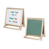 Flipside Magnetic Dry-Erase & Chalk Table-Top Easel, 20 1/4 inch; x 18 1/4 inch; x 20 1/4 inch;, Wood, Brown