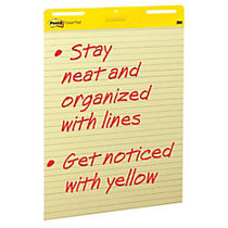 Post-it; Bleed Resistant Self-Stick Easel Pads, 25 inch; x 30 inch;, Faint Rule On Yellow Paper, 30 Sheets, Box Of 4