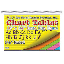 Top Notch; Brite Chart Tablets, 16 inch; x 24 inch;, 1 1/2 inch; Ruled, Assorted Colors, Pack Of 3