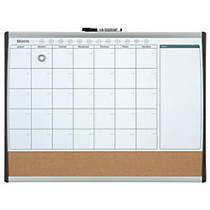 Quartet; Magnetic Combination Calendar Board, Steel, 17 inch; x 23 inch;, White/Brown, Black/Silver Plastic Frame