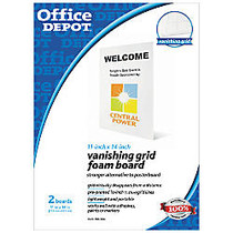 Office Wagon; Brand Vanishing Grid Presentation Tri-Fold Foam Board, 11 inch; x 14 inch;, White, Pack Of 2