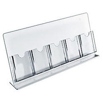 Azar Displays Acrylic Slant-Back Brochure Holder, 5 Pockets, 10 inch;H x 24 inch;W x 6 inch;D, Clear