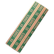 Coin-Tainer; Flat Tubular Coin Wrappers, Dimes, Green, Box Of 1,000