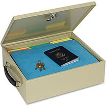 Insulated Metal Jumbo Security Chest With Lock, 1 Compartment, 4 3/8 inch;H x 13 9/16 inch;W x 10 13/16 inch;D, Sand