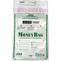 PM; Company Biodegradable Plastic Money Bags, 12 inch;H x 9 inch;W x 3/4 inch;D, Green/Clear, Pack Of 50