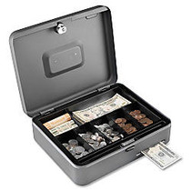 Steelmaster Cash Slot Security Box - 2 Bill - 5 Coin - Steel - Gray - 3.2 inch; Height x 11.8 inch; Width x 9.4 inch; Depth