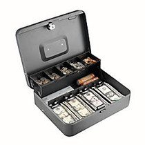 STEELMASTER; Tiered Tray Cash Box, 9 Compartments, Gray