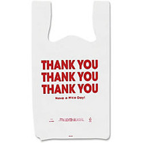 COSCO Thank You Plastic Bags - 11 inch; Width x 22 inch; Length - 0.55 mil (14 Micron) Thickness - High Density - Plastic - 250/Box - White