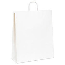 Office Wagon; Brand White Paper Shopping Bags, 19 1/4 inch;L x 16 inch;W x 6 inch;D, Pack Of 200