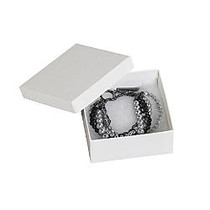 Partners Brand White Jewelry Boxes 3 1/2 inch; x 3 1/2 inch; x 1 1/2 inch;, Case of 100