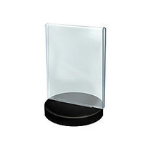 Azar Displays Acrylic Frames On Round Bases, Vertical, 5 1/2 inch; x 8 1/2 inch;, Clear/Black, Pack Of 10