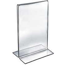 Azar Displays Double-Foot Acrylic Sign Holders, 14 inch; x 8 1/2 inch;, Clear, Pack Of 10