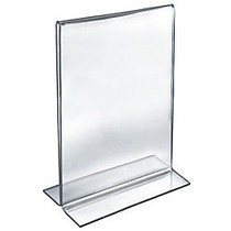 Azar Displays Double-Foot Acrylic Sign Holders, 17 inch; x 11 inch;, Clear, Pack Of 10