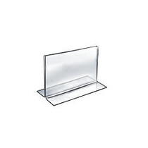 Azar Displays Double-Foot Acrylic Sign Holders, 5 1/2 inch; x 7 inch;, Clear, Pack Of 10