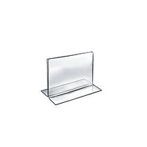 Azar Displays Double-Foot Acrylic Sign Holders, 5 inch; x 6 inch;, Clear, Pack Of 10