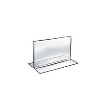 Azar Displays Double-Foot Acrylic Sign Holders, 5 inch; x 7 inch;, Clear, Pack Of 10