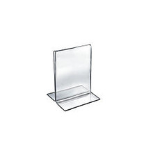 Azar Displays Double-Foot Acrylic Sign Holders, 6 inch; x 5 inch;, Clear, Pack Of 10