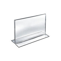 Azar Displays Double-Foot Acrylic Sign Holders, 8 1/2 inch; x 11 inch;, Clear, Pack Of 10