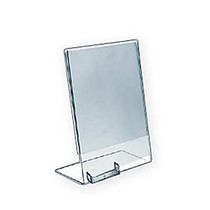 Azar Displays L-Shaped Acrylic Sign Holders With Attached Business Card Pockets, 11 inch; x 8 1/2 inch;, Clear, Pack Of 10