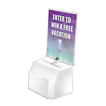 Azar Displays Plastic Suggestion Box, With Lock, Molded, Small, 3 1/2 inch;H x 5 1/2 inch;W x 5 inch;D, White