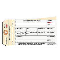 Manila Inventory Tags, 2-Part Carbonless Stub Style, 1500-1999, Box Of 500