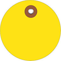 Office Wagon; Brand Plastic Circle Tags, 2 inch;, Yellow, Pack Of 100
