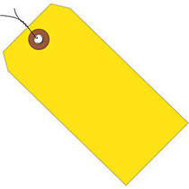 Office Wagon; Brand Prewired Plastic Shipping Tags, 4 3/4 inch; x 2 3/8 inch;, Yellow, Case Of 100