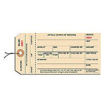 Prewired Manila Inventory Tags, 1-Part Stub Style, 7000-7999, Box Of 1,000