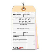 Prewired Manila Inventory Tags, 3-Part Carbonless, 9000-9499, Box Of 500