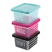 See Jane Work; IML Plastic Storage Boxes, Small, 7 1/8 inch; x 6 1/4 inch; x 4 1/4 inch;, Assorted Colors, Pack Of 3