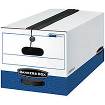 Bankers Box; Liberty; Plus Storage Boxes With String & Button Closure, 24 inch; x 15 inch; x 10 inch;, Legal, 60% Recycled, White/Blue, Carton Of 12