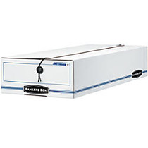 Bankers Box; Liberty; Storage Box With String & Button Closure, Check, 23 inch; x 9 inch; x 4 inch;, 60% Recycled, White/Blue