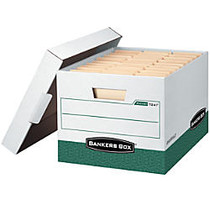Bankers Box; R-Kive; Storage Boxes, Letter/Legal, 15 inch; x 12 inch; x 10 inch;, 60% Recycled, White/Green, Pack Of 12