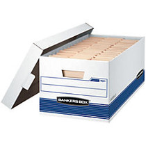 Bankers Box; Stor/File&trade; 60% Recycled Storage Box, Lift-Off Locking Lid, 24 inch; x 15 inch; x 10 inch;, Legal, White/Blue