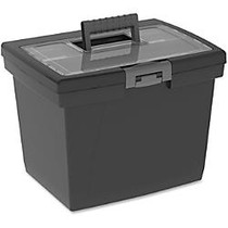 Storex Nesting Portable File Box - Media Size Supported: Letter - Latch Lock Closure - Black, Gray - For File Folder, Letter, Document, File, Box File - Recycled - 1 Each