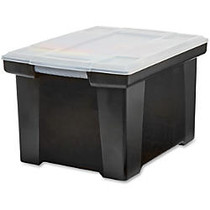Storex Portable File Tote - External Dimensions: 14.3 inch; Width x 19 inch; Depth x 10.9 inch;Height - 50 lb - Media Size Supported: Letter, Legal - Snap-tight Closure - Heavy Duty - Stackable - Plastic - Black, Gray - For File - Recycled - 1 / Each