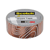 Scotch; Expressions Washi Tape, 1 inch; Core, 0.59 inch; x 7.13 Yards, White/Copper
