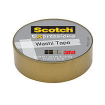 Scotch; Expressions Washi Tape, 5/8 inch; x 393 inch;, Gold