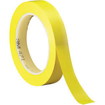 3M&trade; 471 Vinyl Tape, 3 inch; Core, 0.5 inch; x 36 Yd., Yellow, Case Of 3