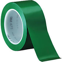 3M&trade; 471 Vinyl Tape, 3 inch; Core, 2 inch; x 36 Yd., Green, Case Of 3