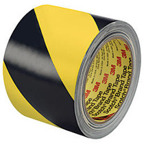 3M&trade; 5702 Striped Vinyl Tape, 1.5 inch; Core, 3 inch; x 36 Yd., Black/Yellow, Case Of 12